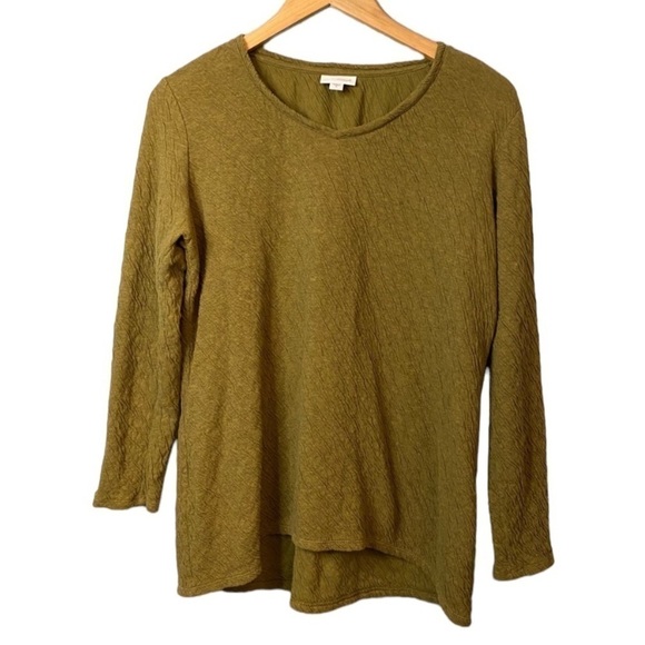 J. Jill Pure Jill Green 100% Cotton Textured Knit Long Sleeve Top Size M - Picture 1 of 6